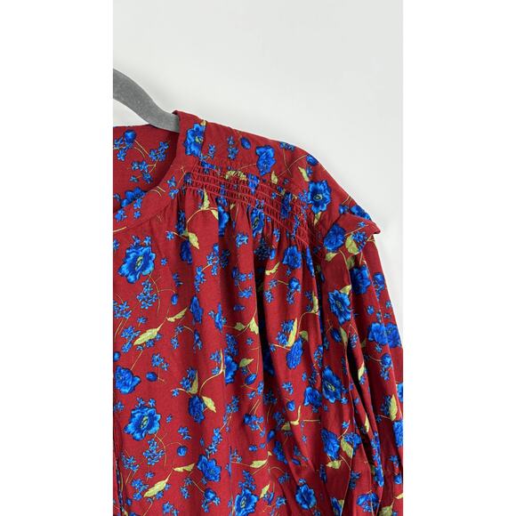 Free People Flower Fields Mini Dress Burgundy Womens Size XS Long Sleeve Boho - Picture 15 of 15